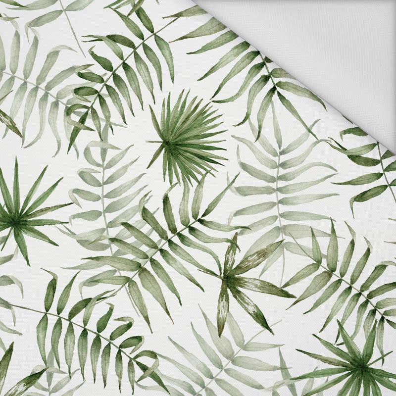 TROPICAL LEAVES pat. 3 / white (JUNGLE) - Waterproof woven fabric