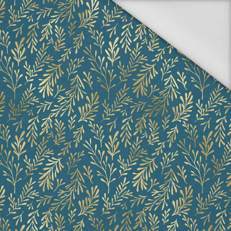 GOLDEN CORALS (GOLDEN OCEAN) / sea blue - Waterproof woven fabric