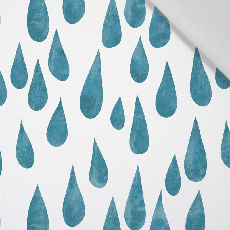 BIG DROPS (turquoise) / white  - Cotton woven fabric
