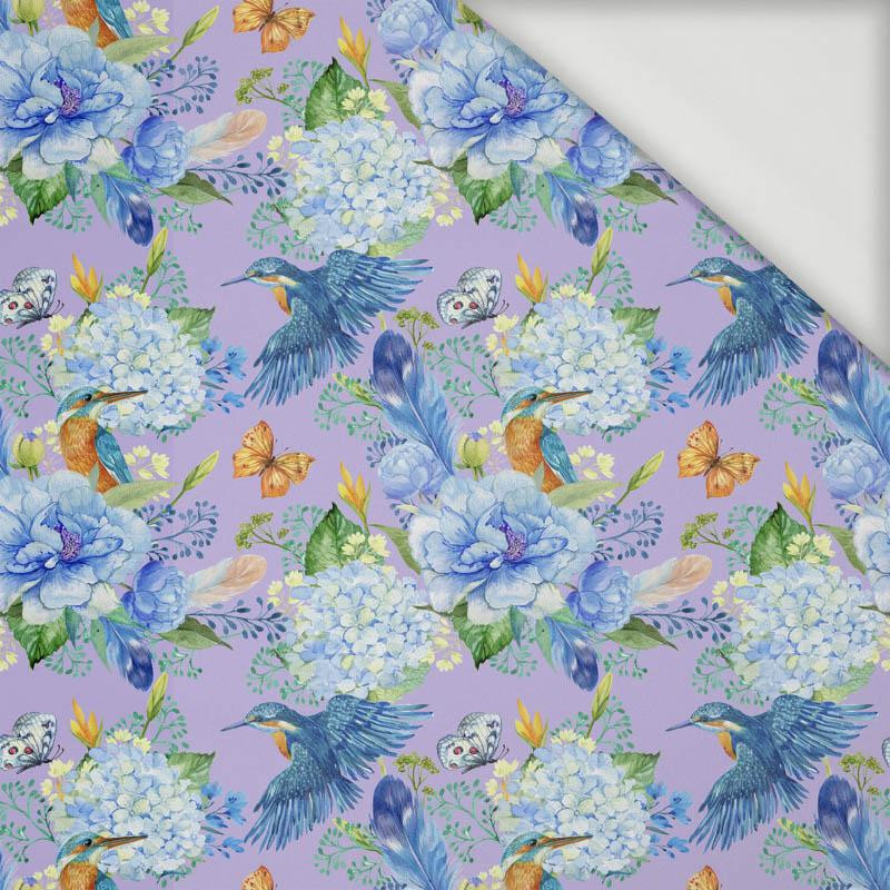 MINI KINGFISHERS AND LILACS (KINGFISHERS IN THE MEADOW) / lilac - Viscose jersey