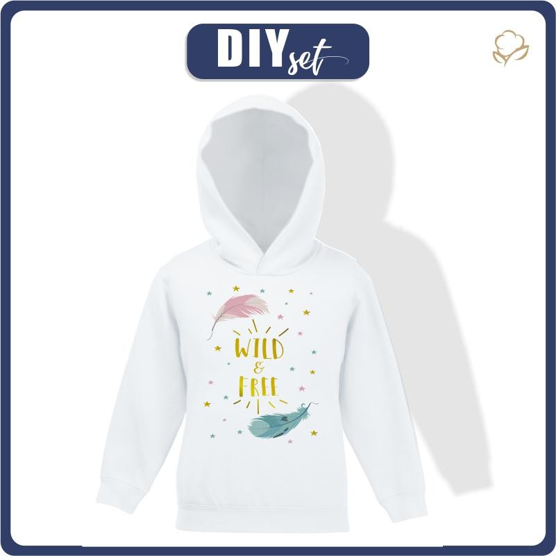 KID'S HOODIE (ALEX) - PASTEL FEATHERS (WILD & FREE) - sewing set