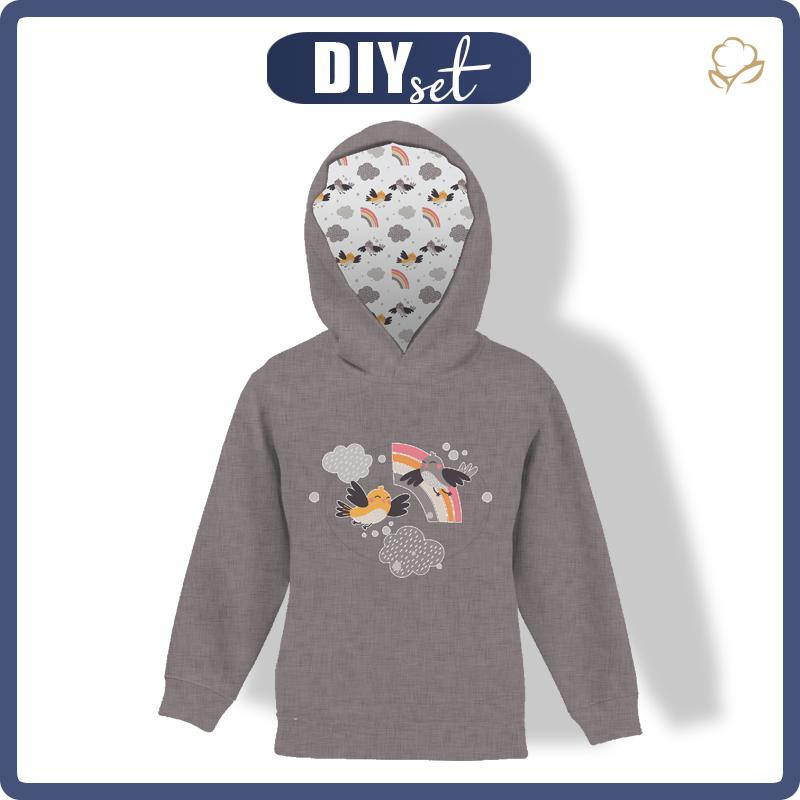 KID'S HOODIE (ALEX) - SPARROWS / rainbow (CATS WORLD) / ACID WASH - sewing set