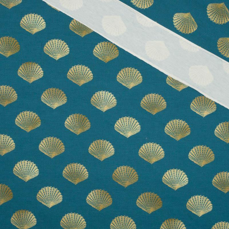 GOLDEN SHELLS (GOLDEN OCEAN) / sea blue - single jersey with elastane 