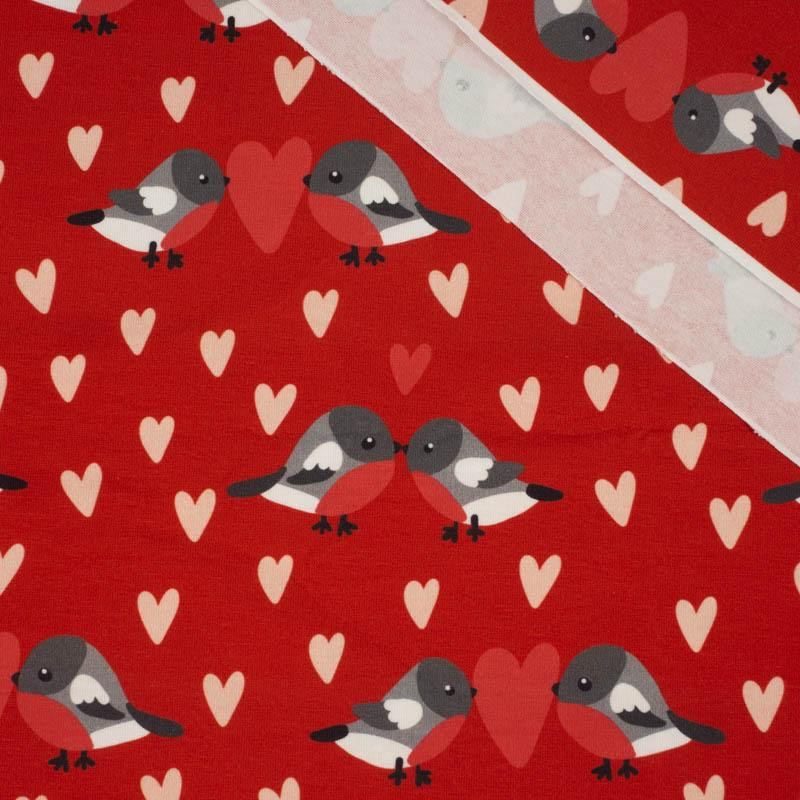 BIRDS IN LOVE PAT. 2 / RED (BIRDS IN LOVE) - single jersey with elastane 