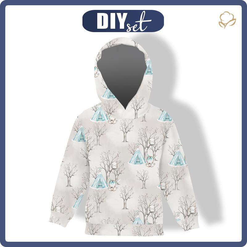 KID'S HOODIE (ALEX) - ANIMALS IN TIPI / TREES (MAGICAL CHRISTMAS FOREST) - sewing set