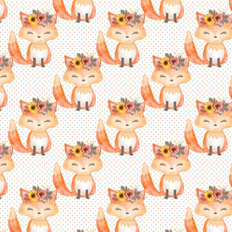 FOXES AND DOTS / white (FOXES AND PUMPKINS)