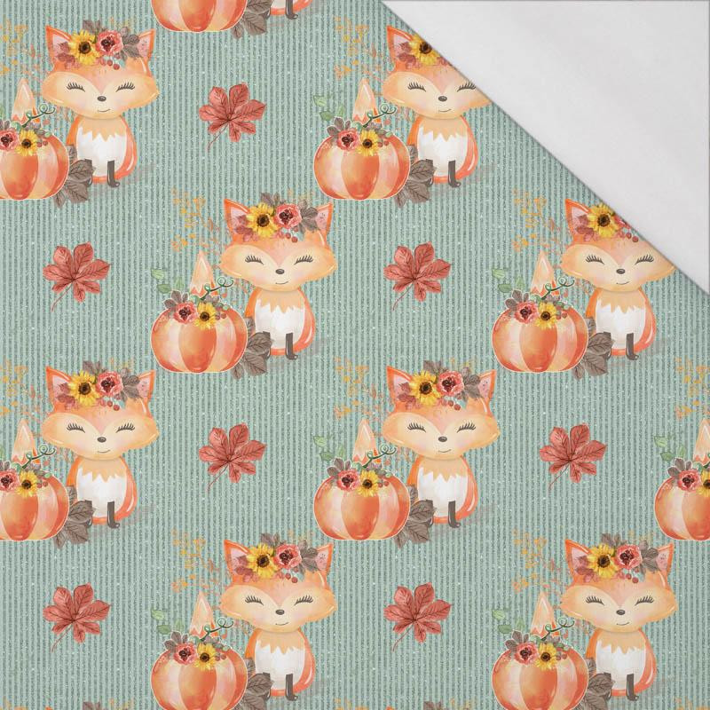 FOXES AND PUMPKINS pat. 2 / mint (FOXES AND PUMPKINS) - single jersey with elastane 