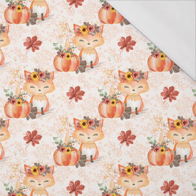 FOXES AND PUMPKINS pat. 1 / white (FOXES AND PUMPKINS) - single jersey with elastane 