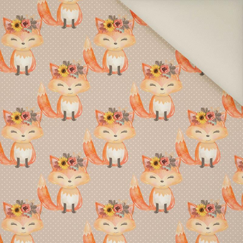 FOXES AND DOTS / beige (FOXES AND PUMPKINS)- Upholstery velour 