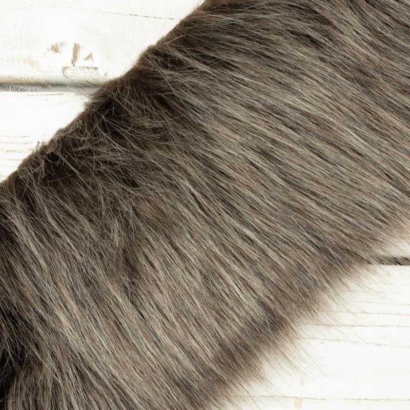 Faux fur trim 15cm x 70cm - brown