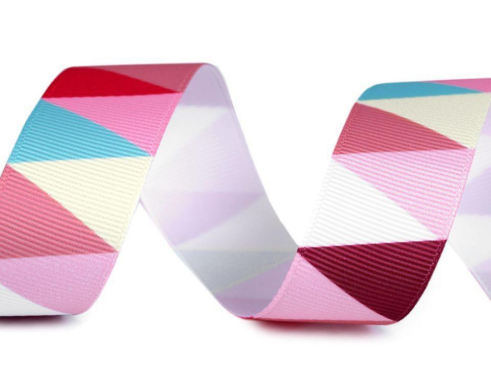 Grosgrain ribbon 25 mm triangles -  pink