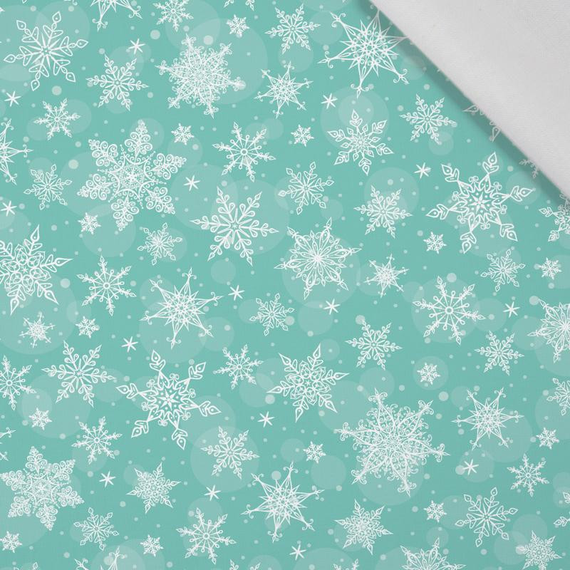 SNOWFLAKES PAT. 2 / mint - Cotton woven fabric