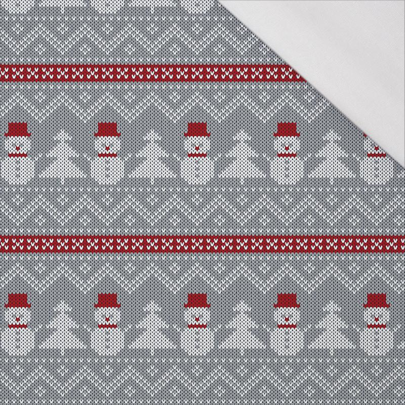 SNOWMEN WITH CHRISTMAS TREES / grey - single jersey with elastane 
