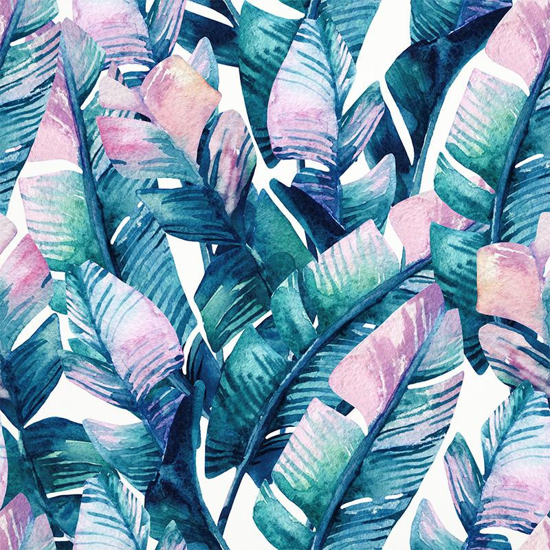 WATER-COLOR LEAVES - Cotton woven fabric