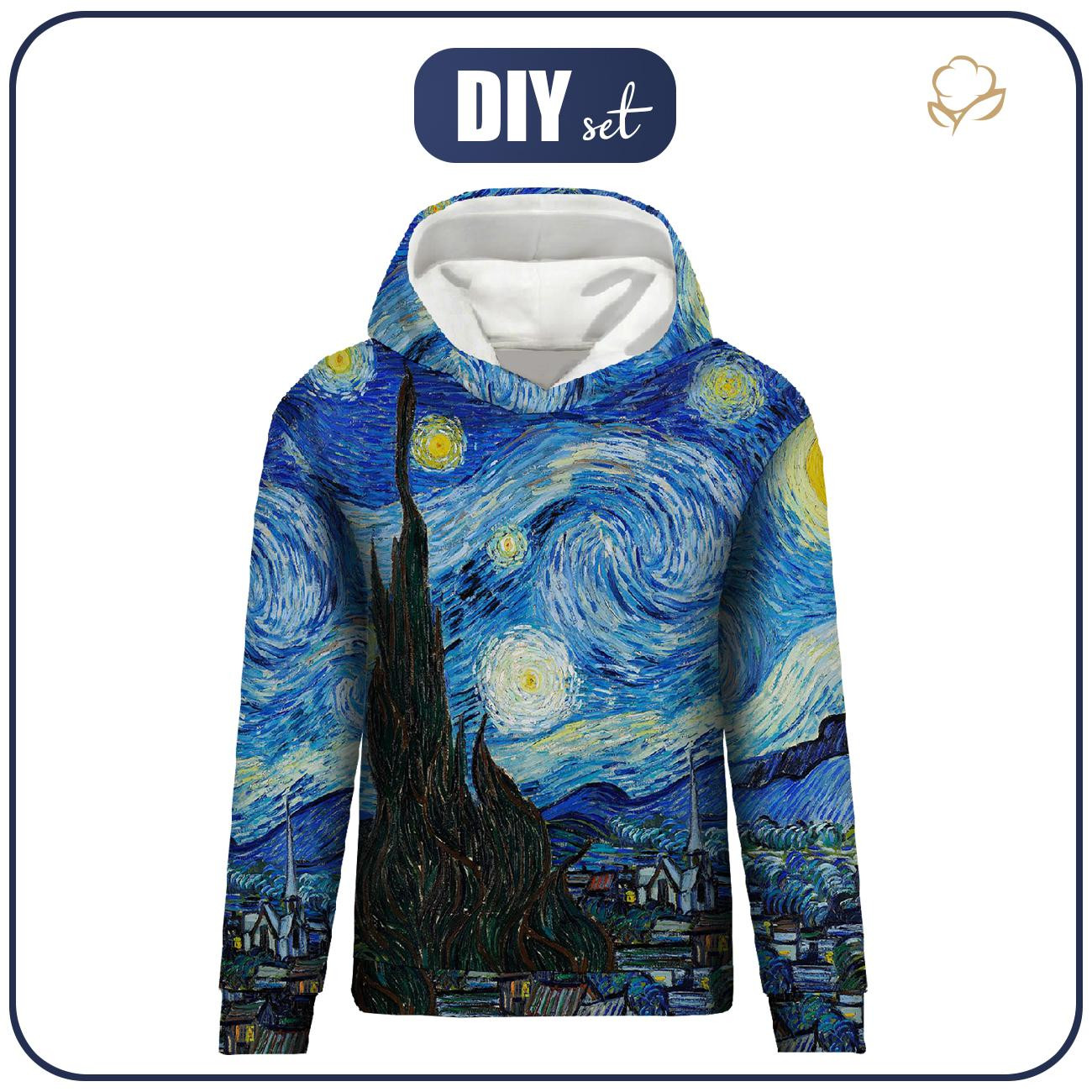 CLASSIC WOMEN S HOODIE POLA THE STARRY NIGHT Vincent van Gogh sewing set Classic Women s hoodie POLA Beata Napiontek Designer Zone Sets and sewing patterns Dresowka.pl