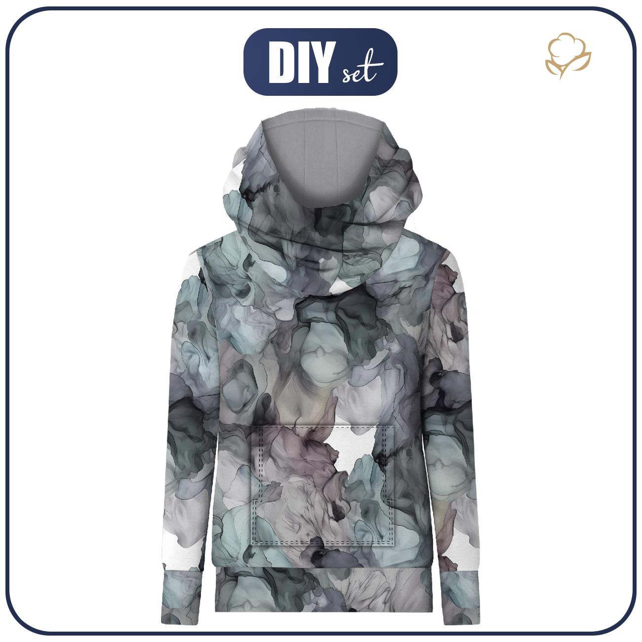 HYDROPHOBIC HOODIE UNISEX - ALCOHOL INK PAT. 4 - sewing set