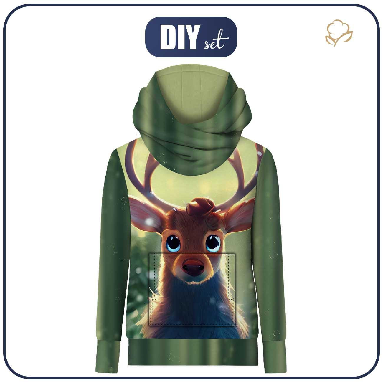 HYDROPHOBIC HOODIE UNISEX - ANIMATED REINDEER - sewing set