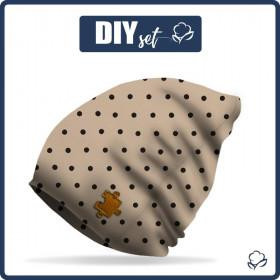 "Beanie" cap - BLACK DOTS / beige 51-53