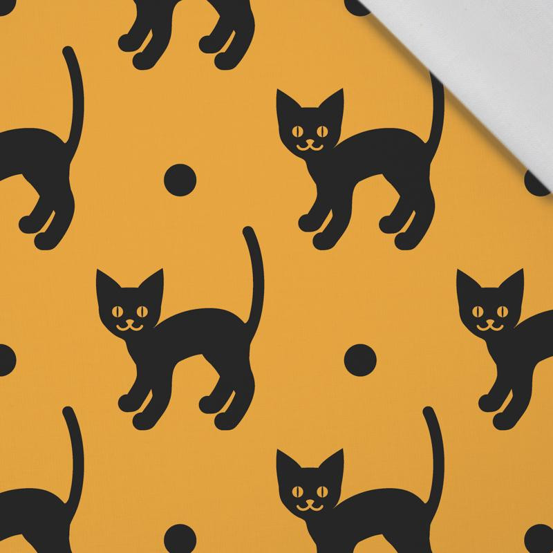 HALLOWEEN BLACK CATS / pumpkin - Cotton woven fabric