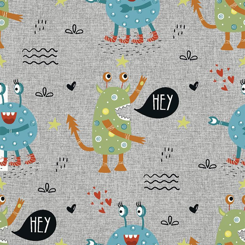 HEY MONSTERS - Cotton woven fabric