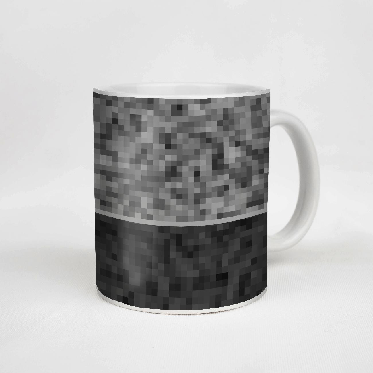 MUG WITH PRINT - PIXELS pat. 2 / grey