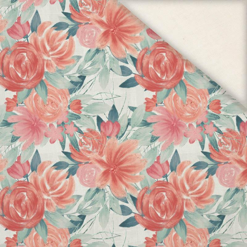 ROSES AND PEONIES pat. 2 - Linen with viscose