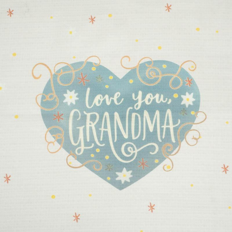 Love you Grandma/ daisies and stars- Cotton woven fabric panel (50cmx75cm)