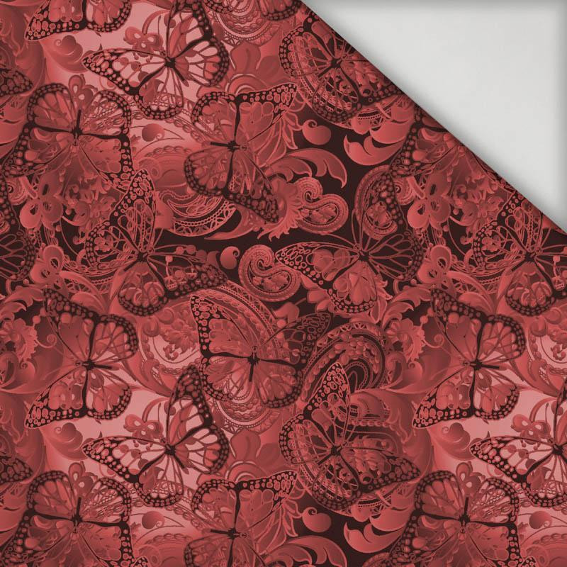 LACE BUTTERFLIES / red - Waterproof woven fabric