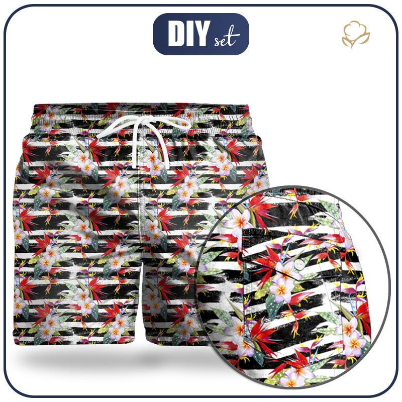 Men's swim trunks - FLOWERS ON THE ZEBRA  - sewing set