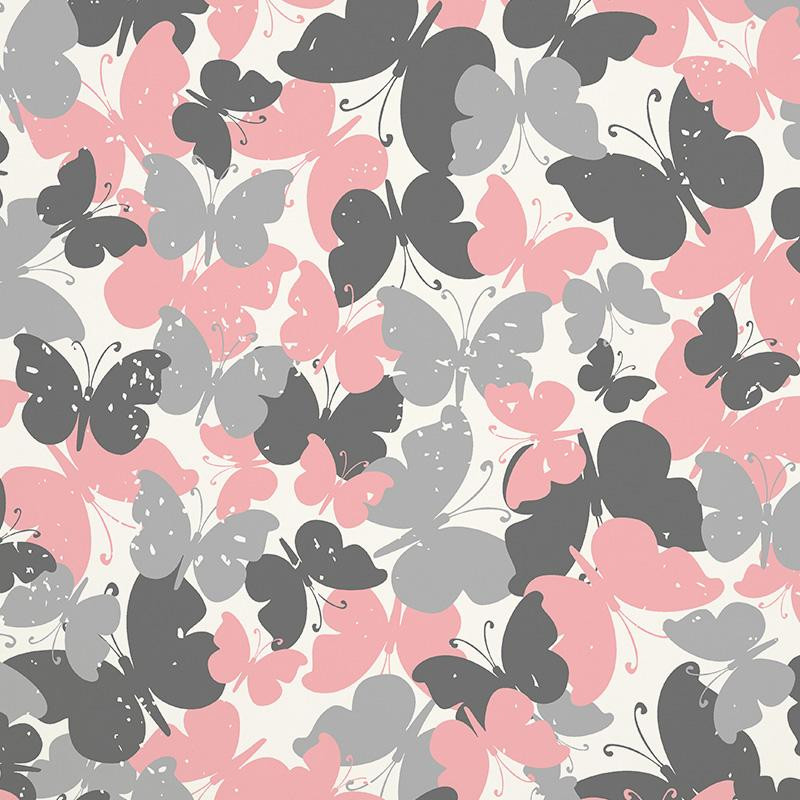 BUTTERFLIES / pink - Cotton woven fabric