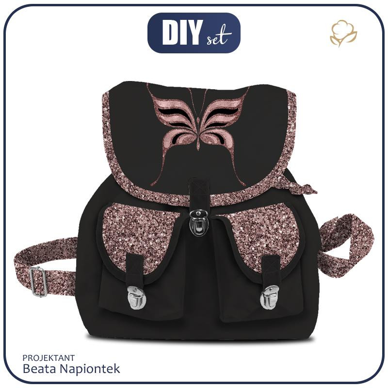 VINTAGE BACKPACK -  GLITTER BUTTERFLY - sewing set