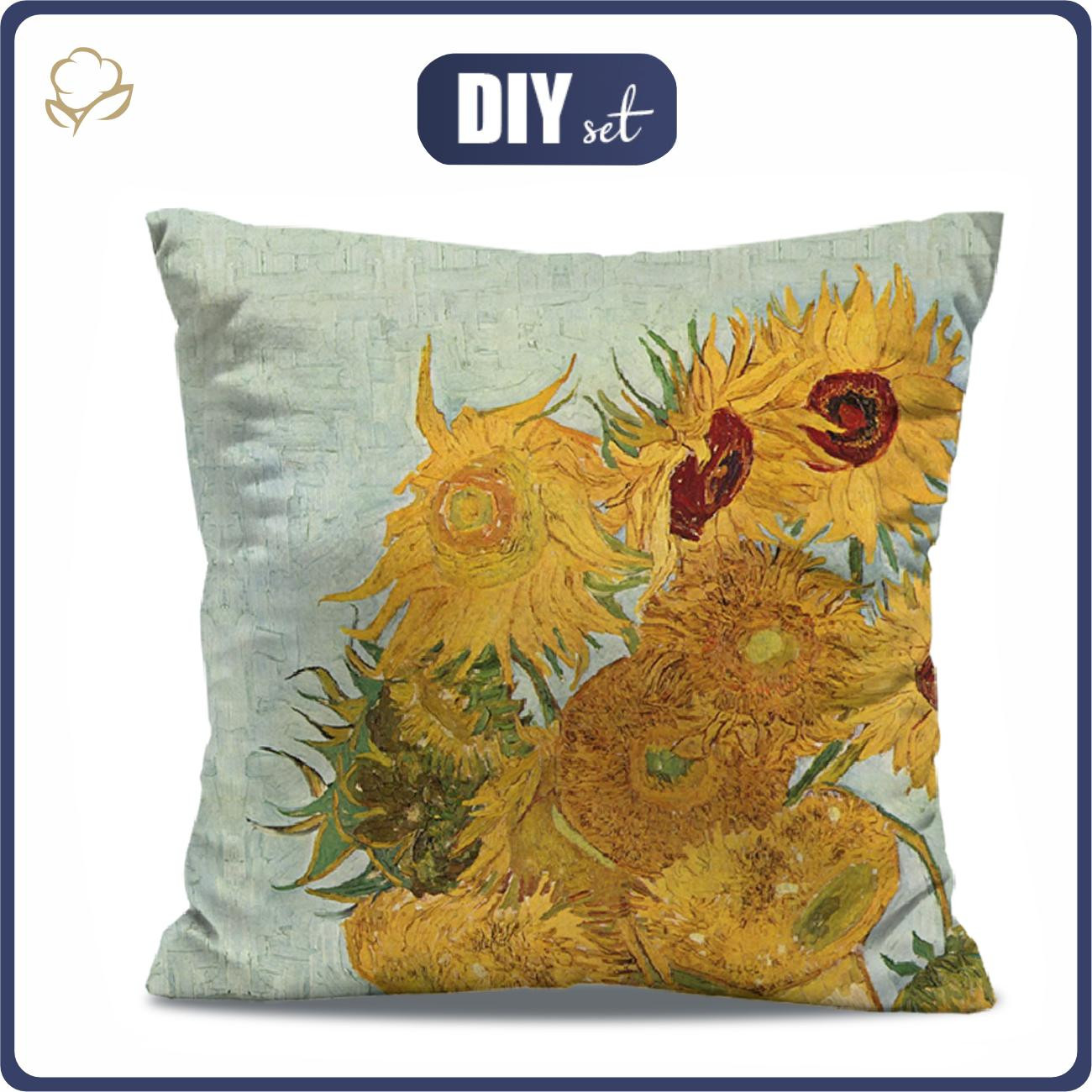 PILLOW 45X45 - SUNFLOWERS (Vincent van Gogh) - Waterproof woven fabric - sewing set