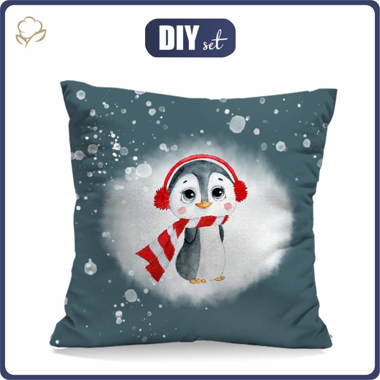 PILLOW 45X45 - ALBI THE WINTER PENGUIN - Waterproof woven fabric - sewing set