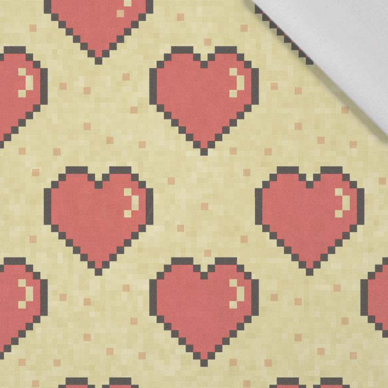 HEARTS (retro) / mustard - Cotton woven fabric