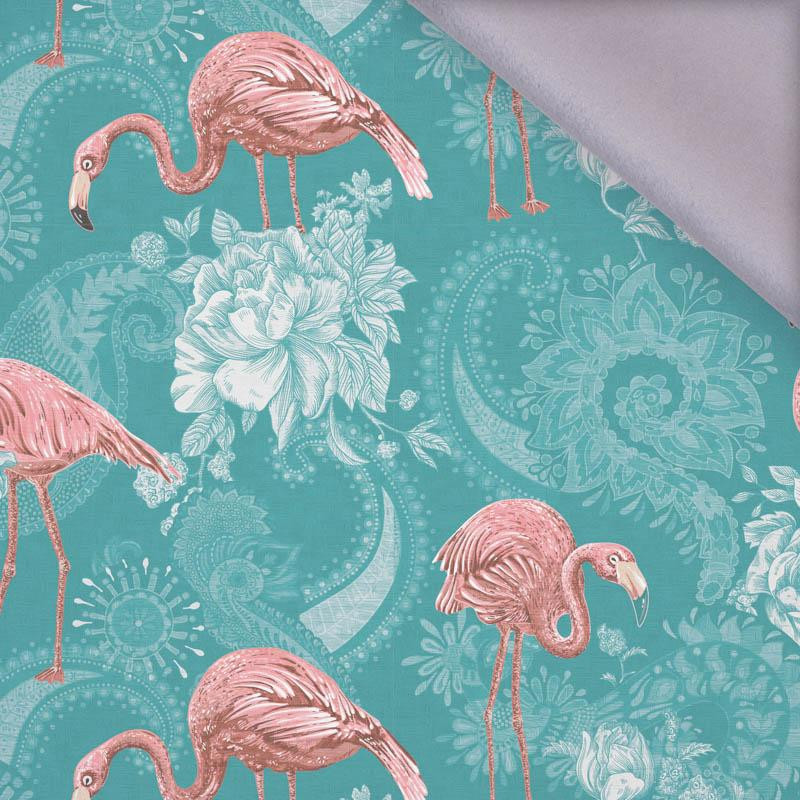 FLAMINGOS AND ROSES / sea blue - softshell