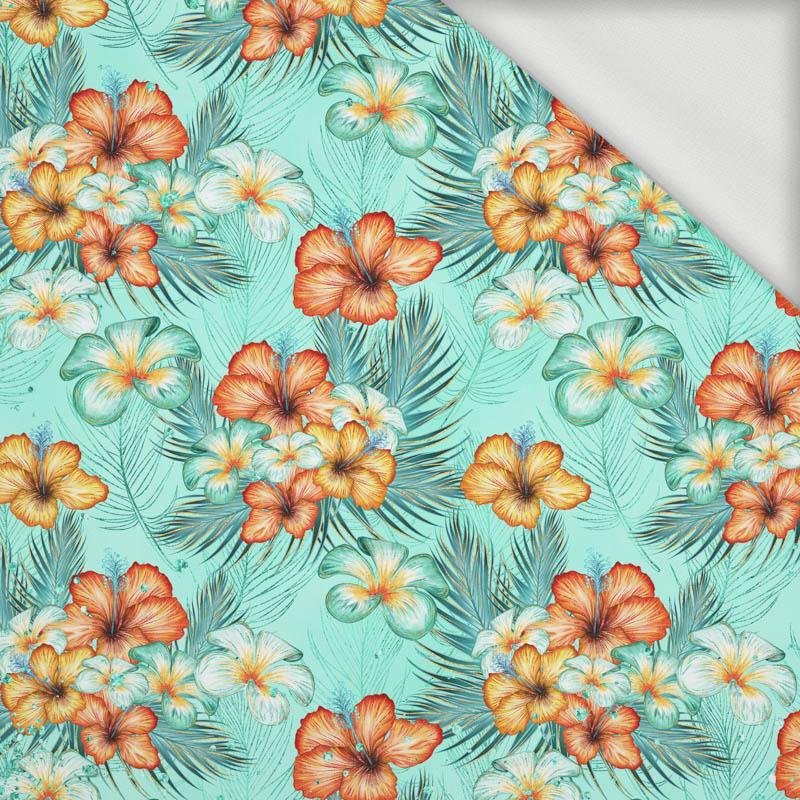 FLOWERS AND PALM TREES - looped knit fabric