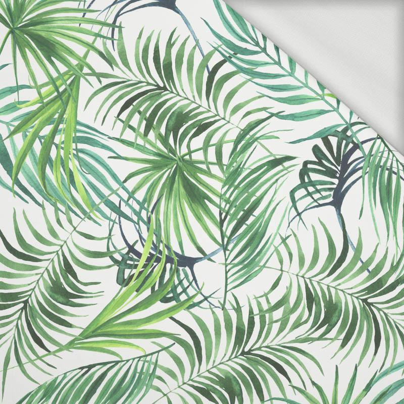 PALM LEAVES pat. 4 / white - looped knit fabric