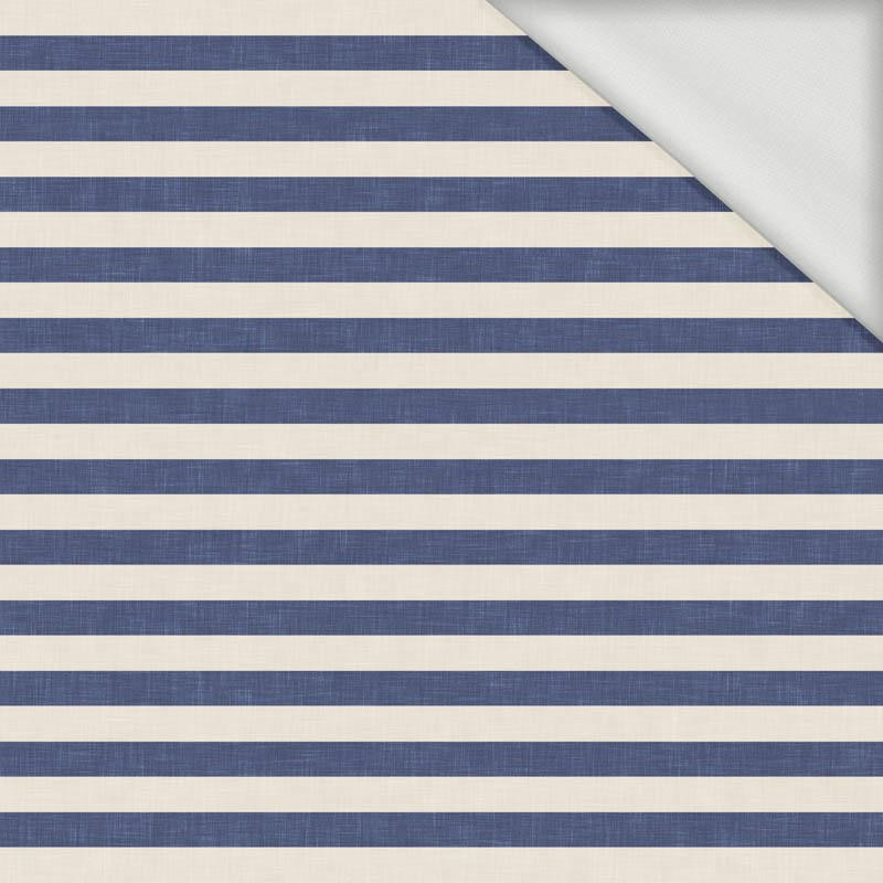 STRIPES 1x1 - acid ecru / acid navy - looped knit fabric