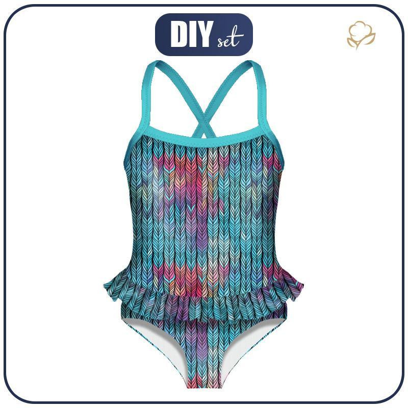 Girl's swimsuit - BRAID / rainbow - 146-152