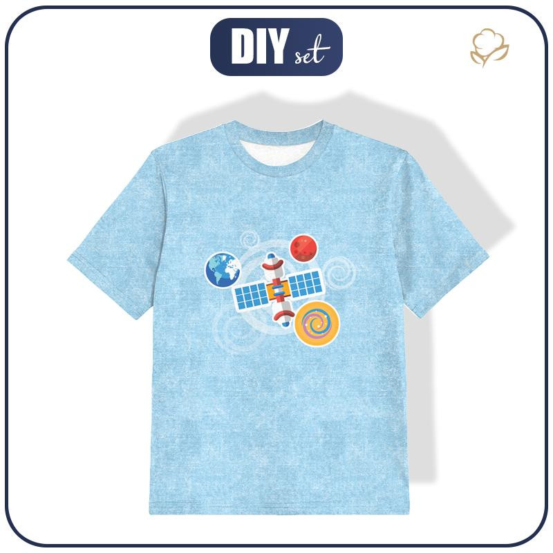 KID’S T-SHIRT - SATELLITE (SPACE EXPEDITION) / ACID WASH LIGHT BLUE - single jersey