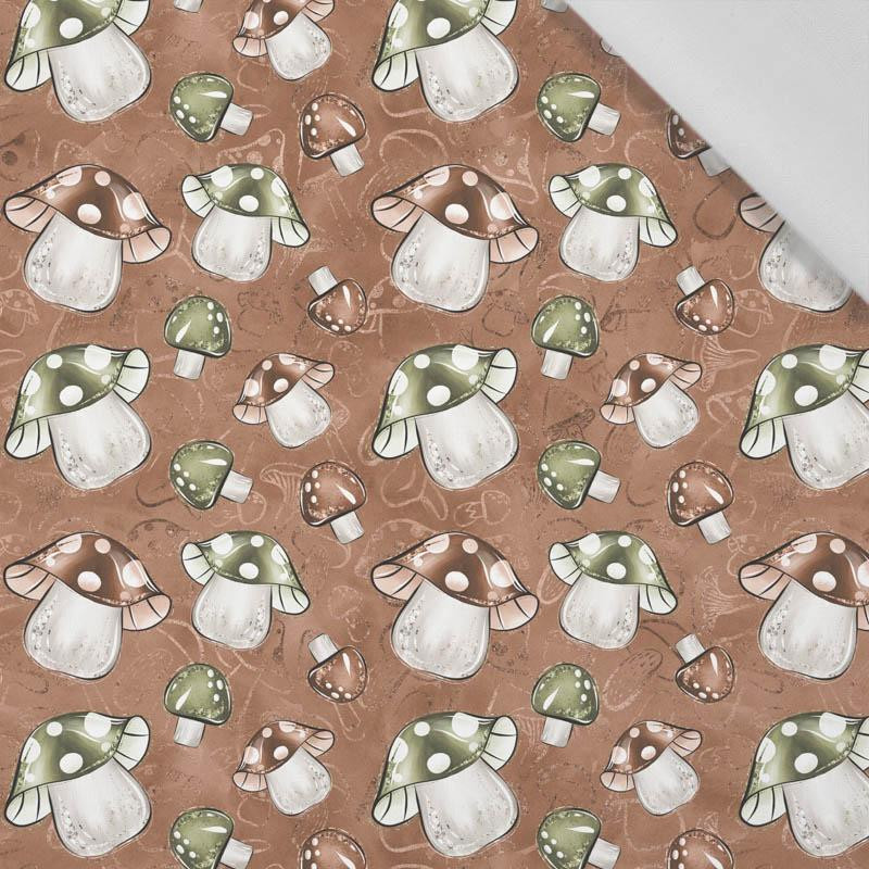 FOREST MUSHROOMS pat. 1 / brown - Cotton woven fabric