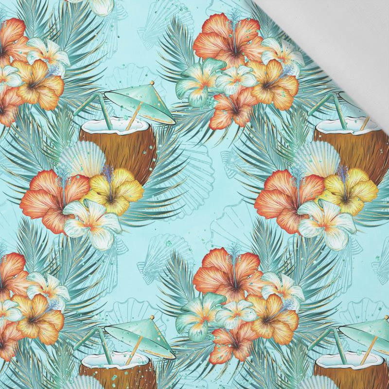 COCONUTS AND FLOWERS - Cotton woven fabric