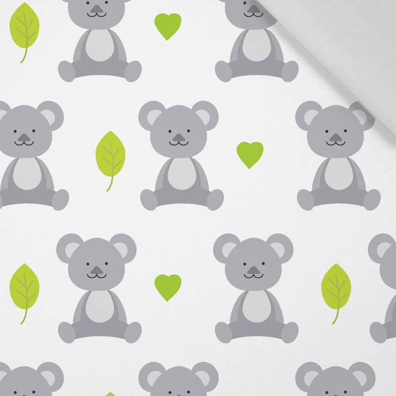 KOALA AND LEAVES (ANIMAL GARDEN) - Cotton woven fabric