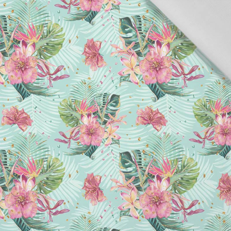 TROPICAL BOUQUET / mint - Cotton woven fabric