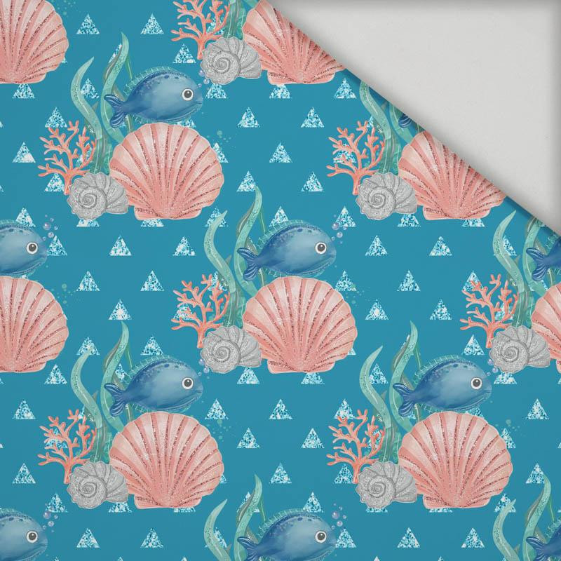 FISH AND SHELLS (MAGICAL OCEAN) / blue - quick-drying woven fabric - Printed  patterns fabrics - Dresówka.pl
