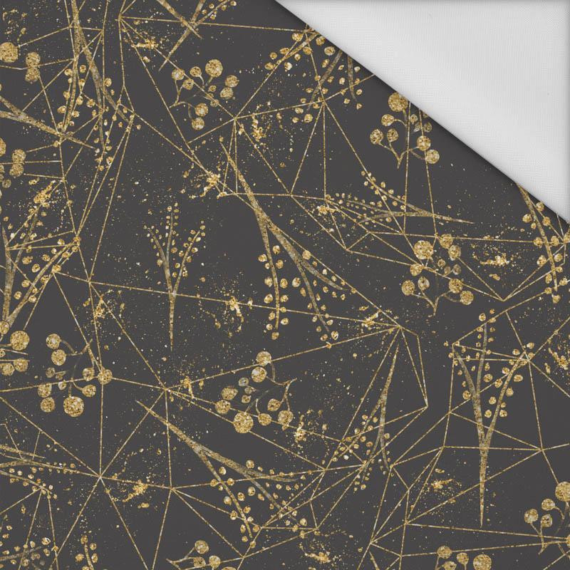 LEAVES pat. 12 (gold) / black - Waterproof woven fabric