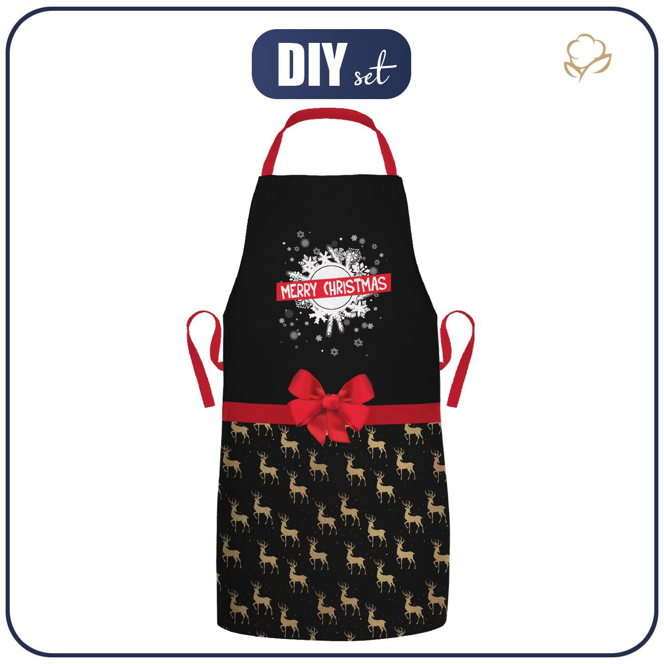 CHRISTMAS APRON - MERRY CHRISTMAS / deers