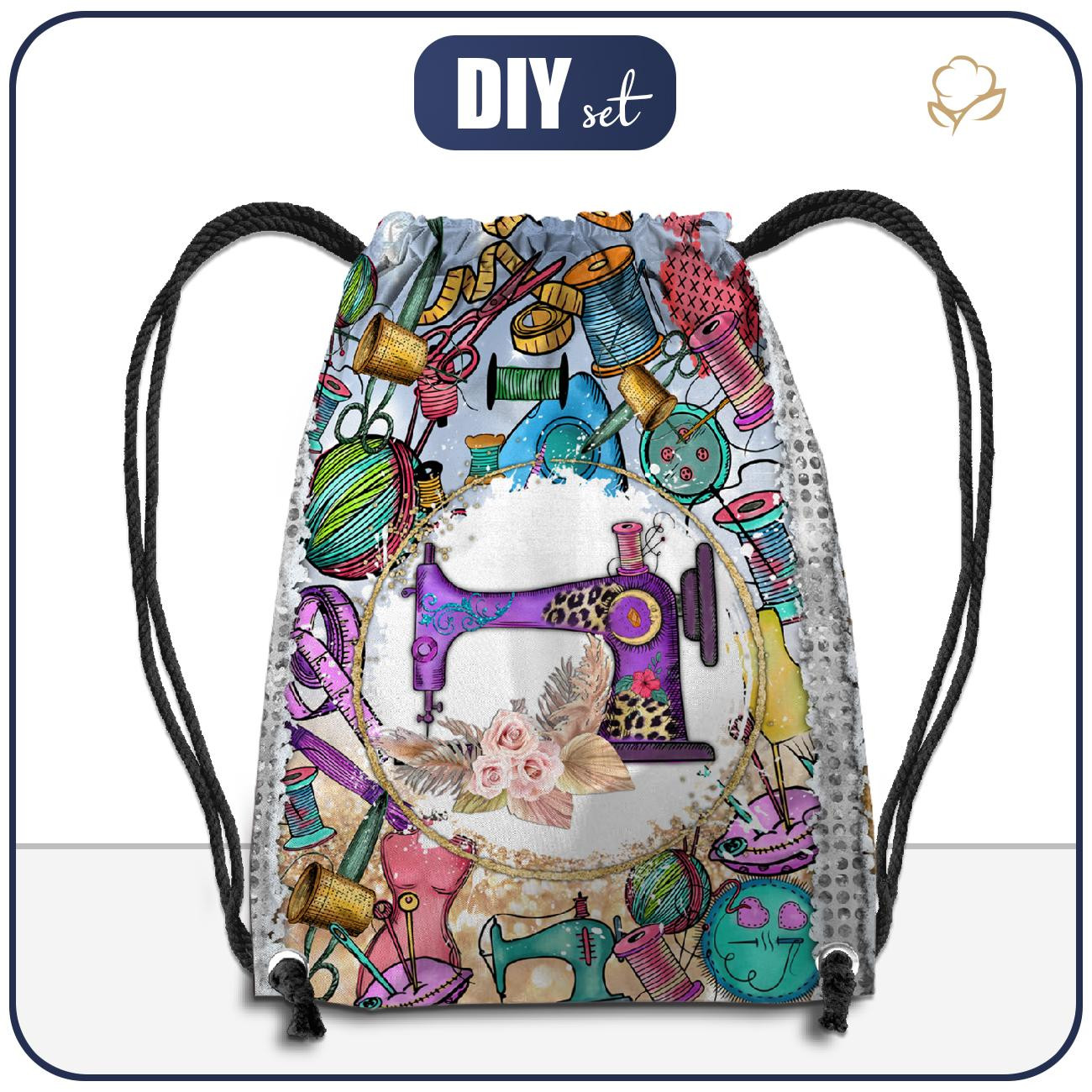 GYM BAG PURPLE SEWING MACHINE sewing set Gym bags Gym bag Sets and sewing patterns Dresowka.pl