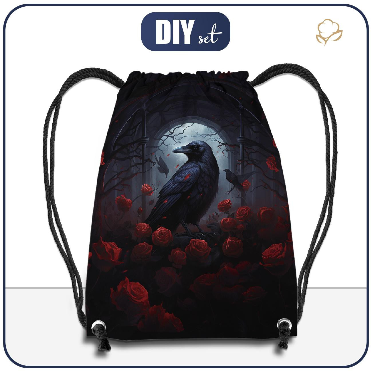 GYM BAG - GOTHIC RAVEN pat. 2 - sewing set