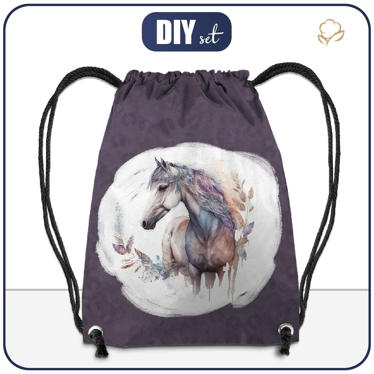 GYM BAG - WATERCOLOR HORSE - sewing set